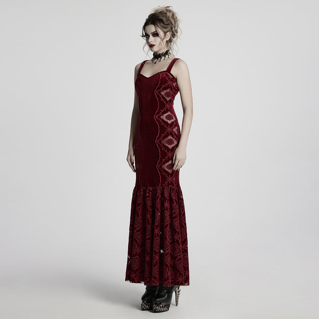 Gothic Retro Velvet Embroidered Dress