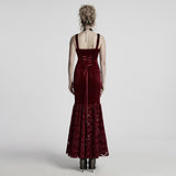 Gothic Retro Velvet Embroidered Dress