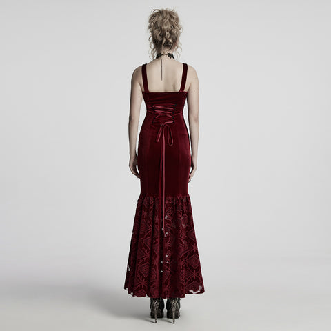 Gothic Retro Velvet Embroidered Dress