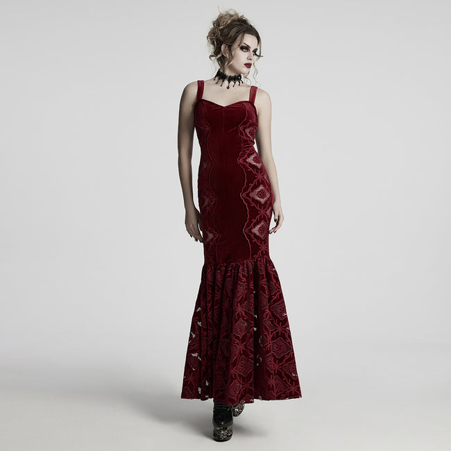 Gothic Retro Velvet Embroidered Dress