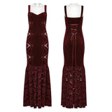 Gothic Retro Velvet Embroidered Dress