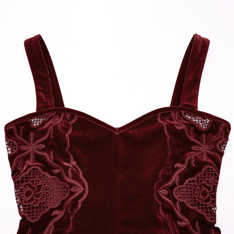 Gothic Retro Velvet Embroidered Dress