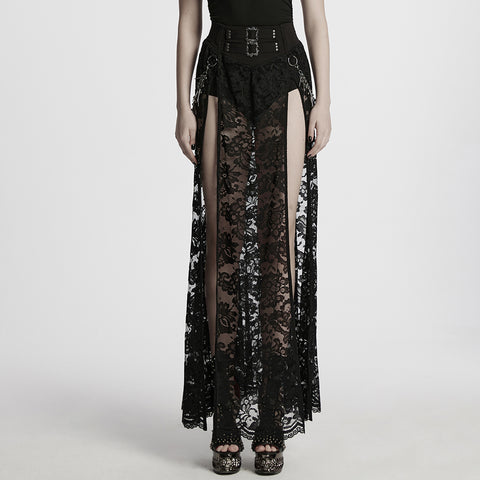 Gothic lace split skirt