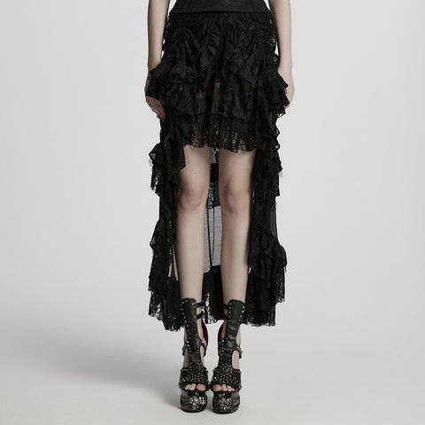 Gothic asymmetrical lace skirt