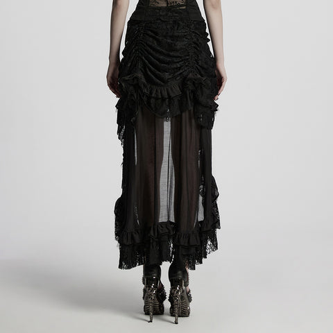 Gothic asymmetrical lace skirt
