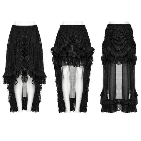 Gothic asymmetrical lace skirt