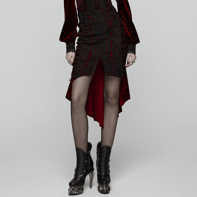 Goth Rose Fishtail Skirt