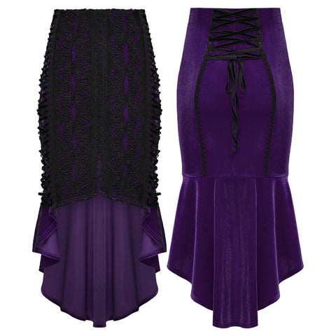 Goth Rose Fishtail Skirt