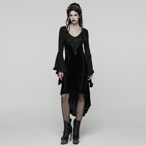 Goth Ruffled Sleeves Velvet Dress