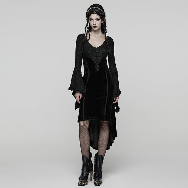 Goth Ruffled Sleeves Velvet Dress