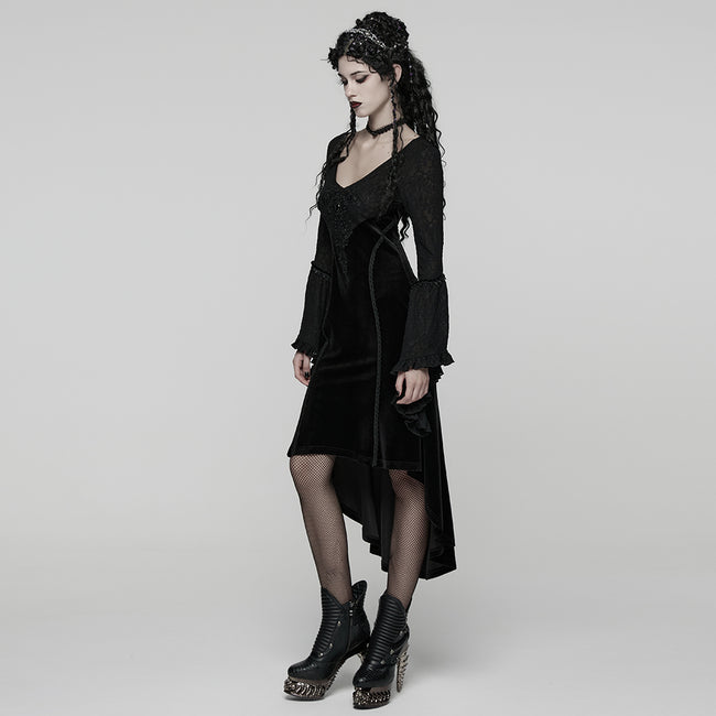 Goth Ruffled Sleeves Velvet Dress