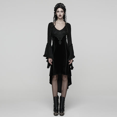 Goth Ruffled Sleeves Velvet Dress