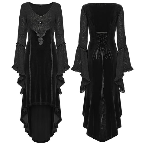 Goth Ruffled Sleeves Velvet Dress