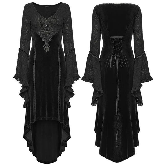 Goth Ruffled Sleeves Velvet Dress