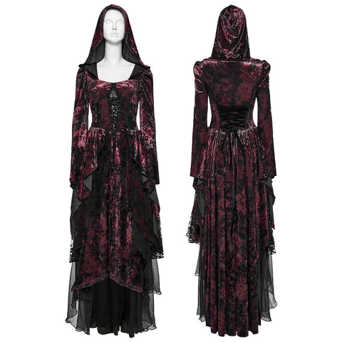 Gothic Hooded Layered Dress