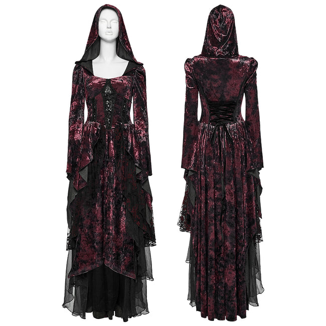 Gothic Hooded Layered Dress