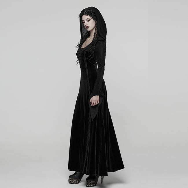 Goth Hooded Velvet Dress