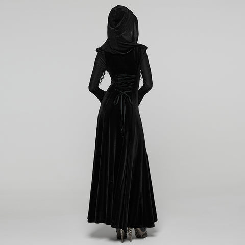 Goth Hooded Velvet Dress