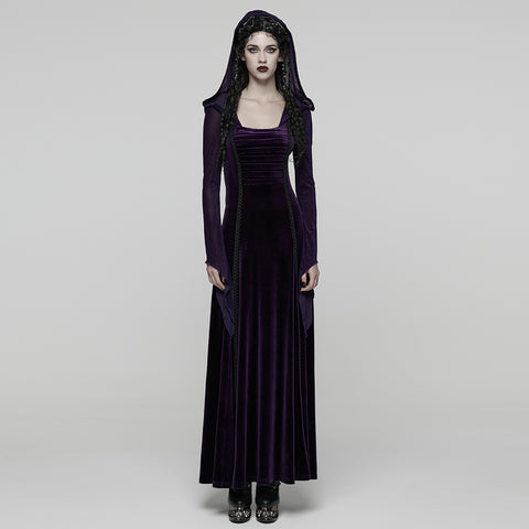 Goth Hooded Velvet Dress