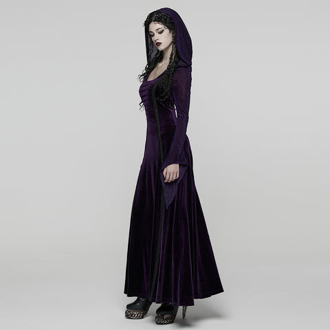 Goth Hooded Velvet Dress
