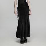 Goth lace velvet fishtail skirt