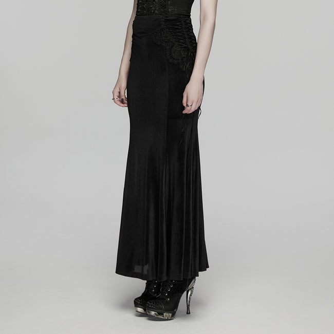 Goth lace velvet fishtail skirt