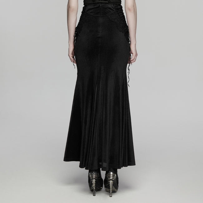 Goth lace velvet fishtail skirt