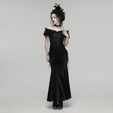 Goth lace velvet fishtail skirt
