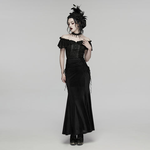 Goth lace velvet fishtail skirt