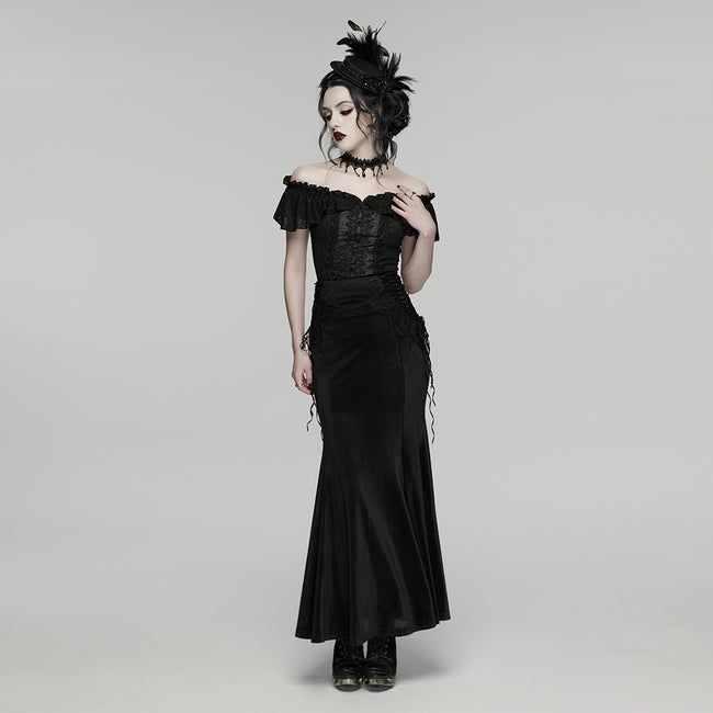 Goth lace velvet fishtail skirt