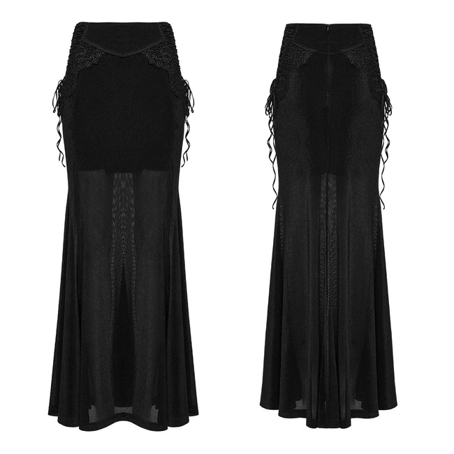 Goth lace velvet fishtail skirt
