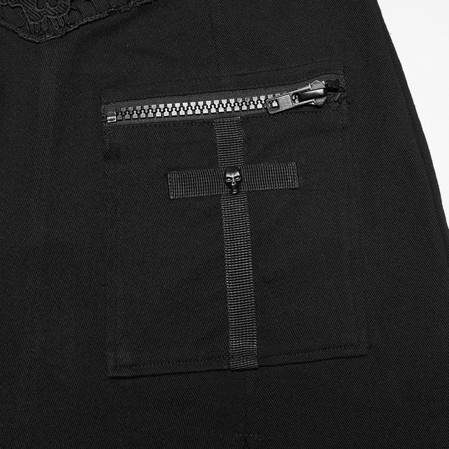Punk Skull Embroidered Skirt