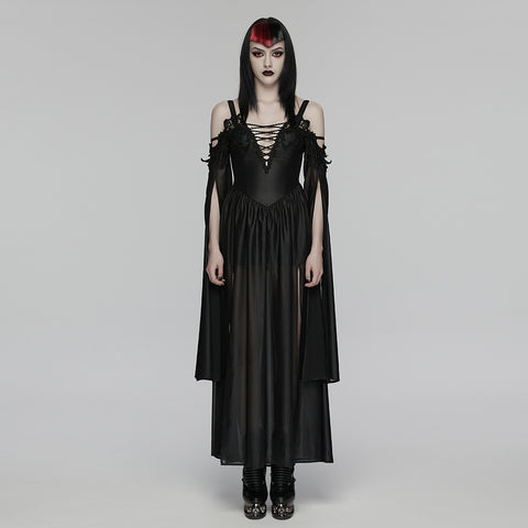 Goth off shoulder V-neck dress