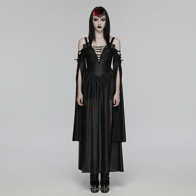 Goth off shoulder V-neck dress