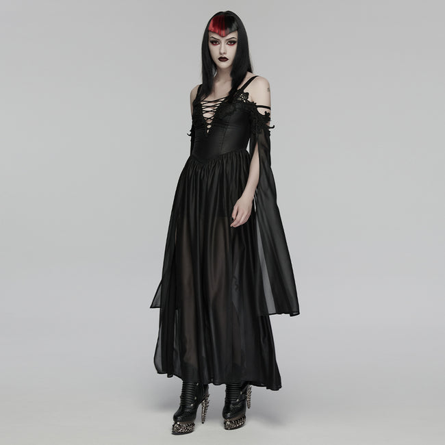 Goth off shoulder V-neck dress