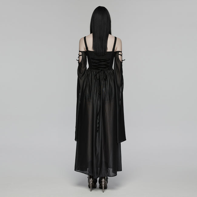 Goth off shoulder V-neck dress