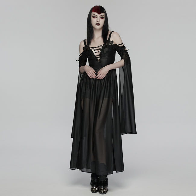 Goth off shoulder V-neck dress