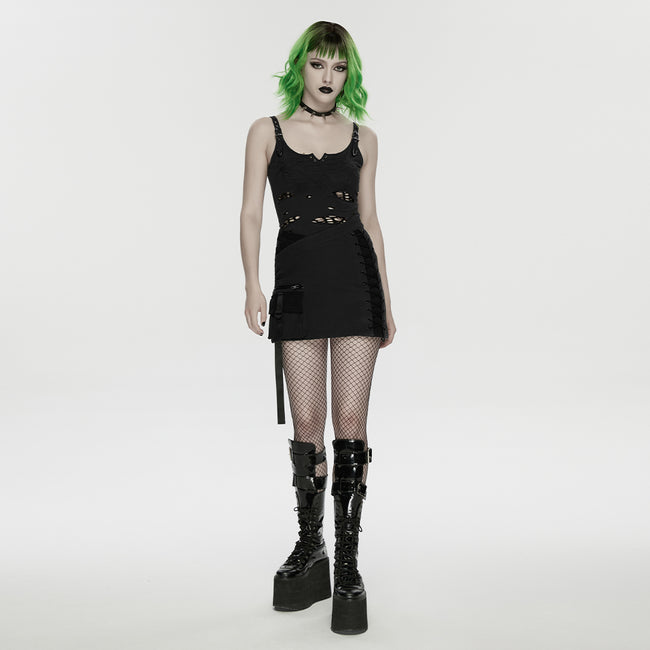Cyberpunk asymmetrical bodycon skirt