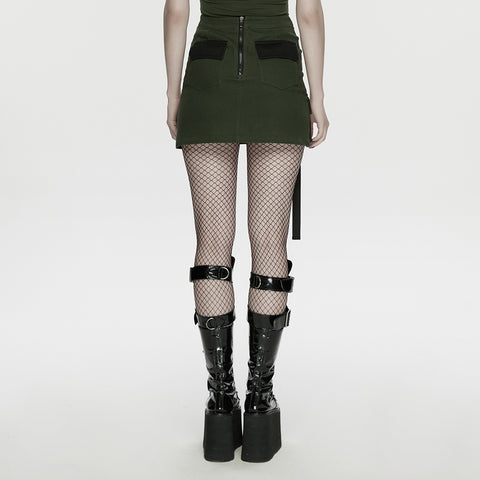 Cyberpunk asymmetrical bodycon skirt