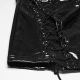 Punk patent leather military skirt