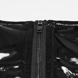Punk patent leather military skirt