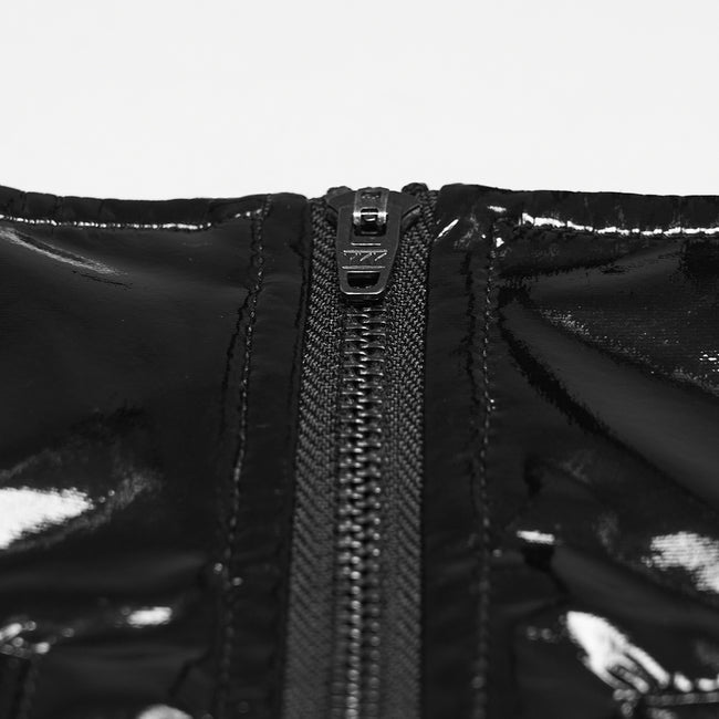 Punk patent leather military skirt
