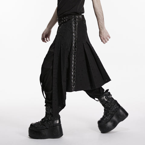 Punk irregular denim men's skirt