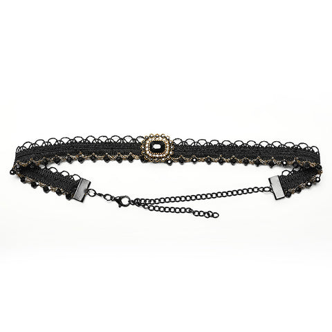 GOTH Golden Edge Gem Choker