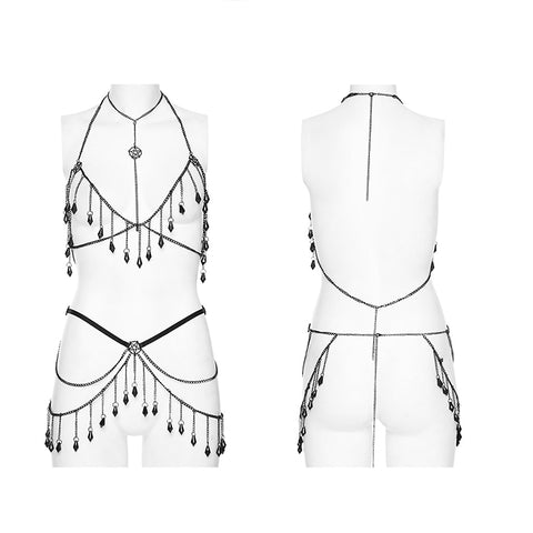 Goth crystal tassel chains