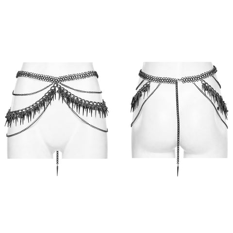 PUNK spike waist metal chain