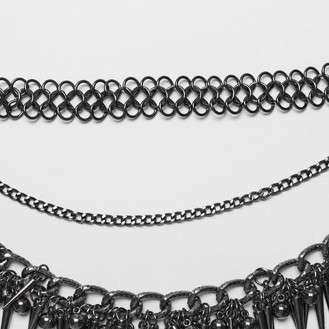 PUNK spike waist metal chain