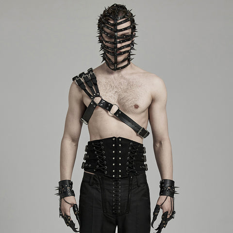 Punk one shoulder leather harness