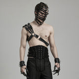 Punk one shoulder leather harness
