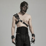 Punk one shoulder leather harness